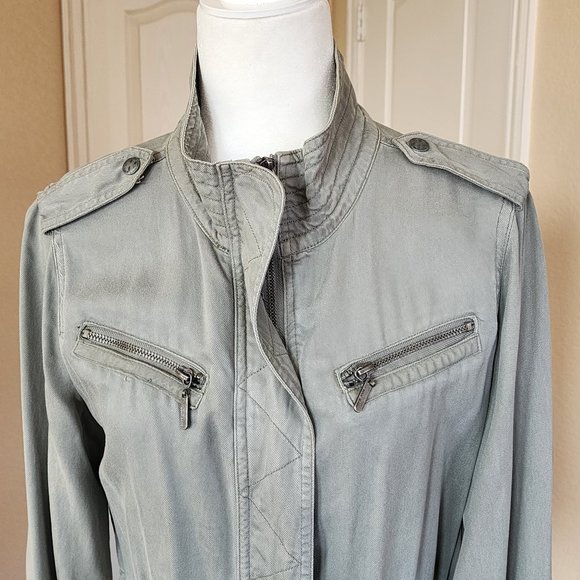 Max Jeans Utility Jacket Military Army Green Super Soft Long Sleeves Size S - Picture 3 of 10